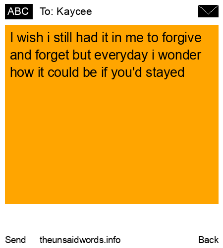 unsent message to Kaycee