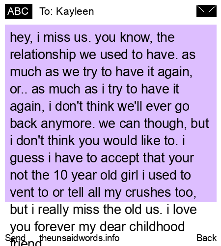 unsent message to Kayleen