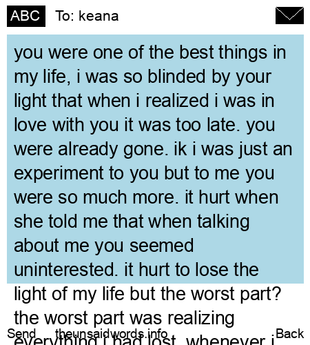 unsent message to keana
