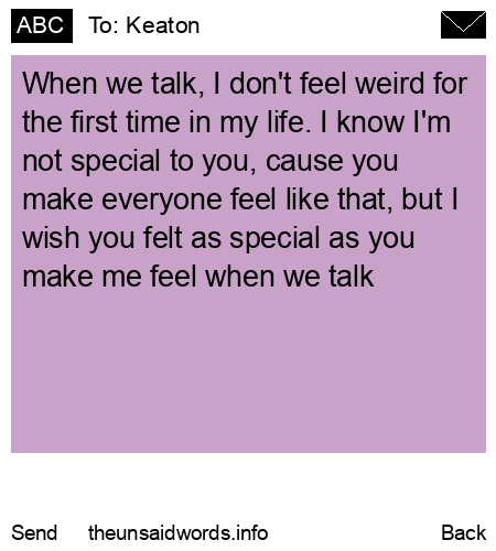 unsent message to Keaton