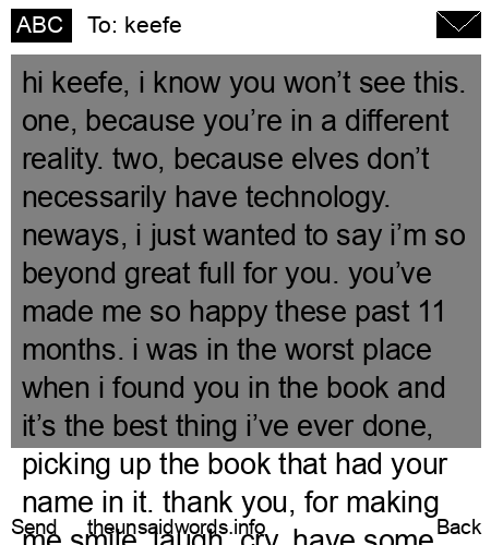 unsent message to keefe