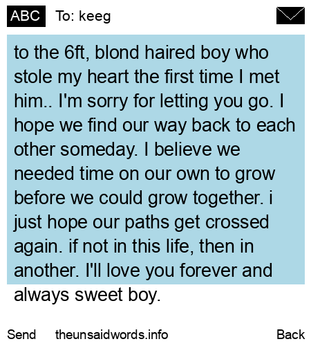 unsent message to keeg