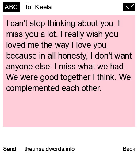unsent message to Keela
