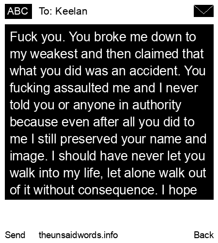 unsent message to Keelan