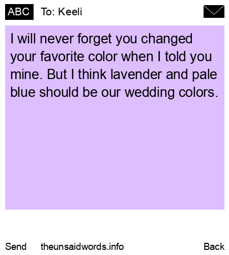 unsent message to Keeli