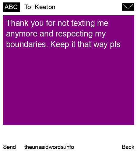unsent message to Keeton