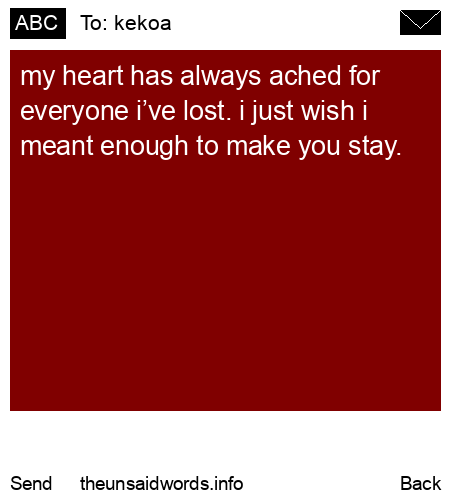 unsent message to kekoa