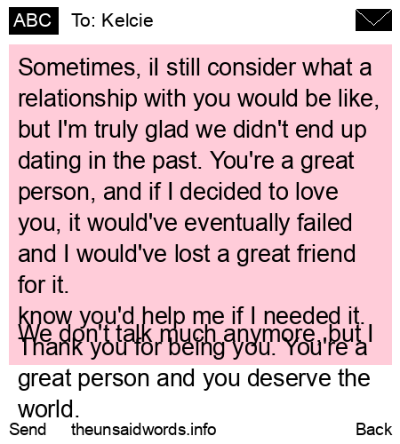 unsent message to Kelcie