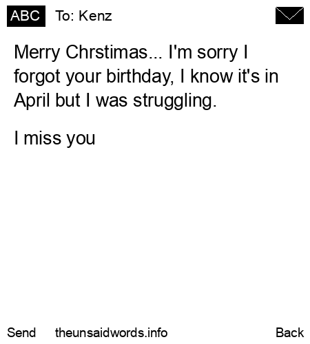 unsent message to Kenz