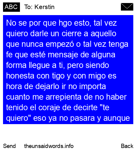 unsent message to Kerstin