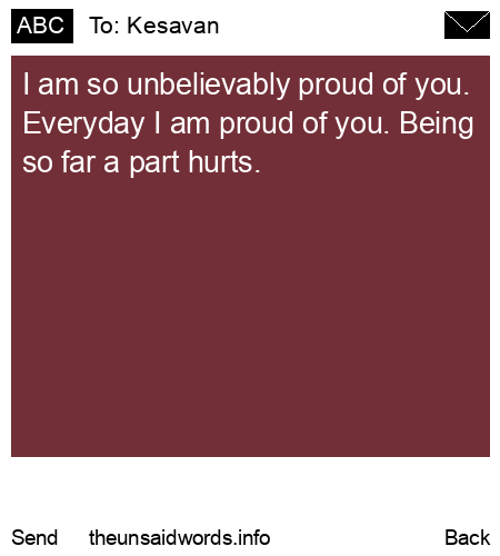 unsent message to Kesavan
