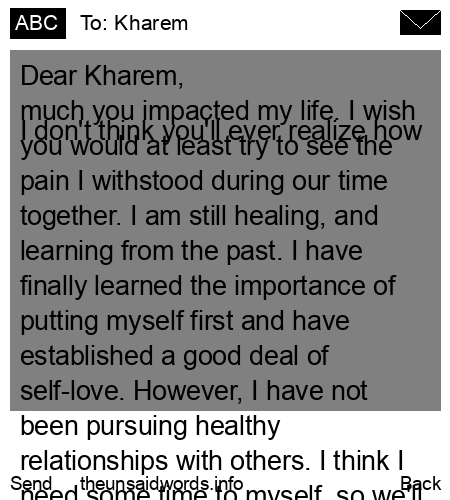 unsent message to Kharem
