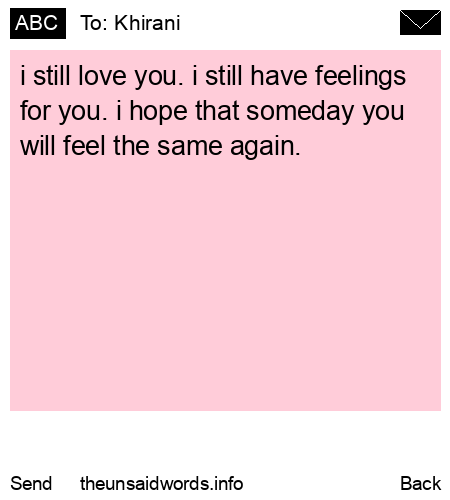 unsent message to Khirani