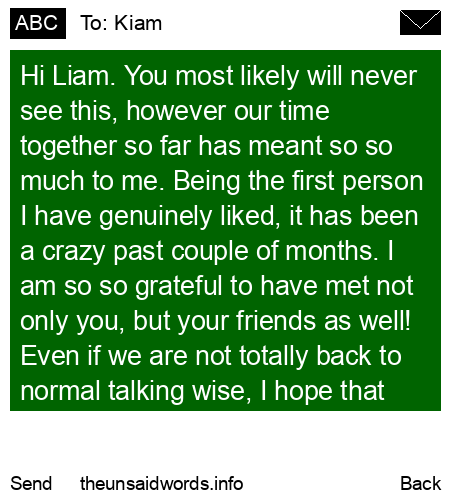 unsent message to Kiam
