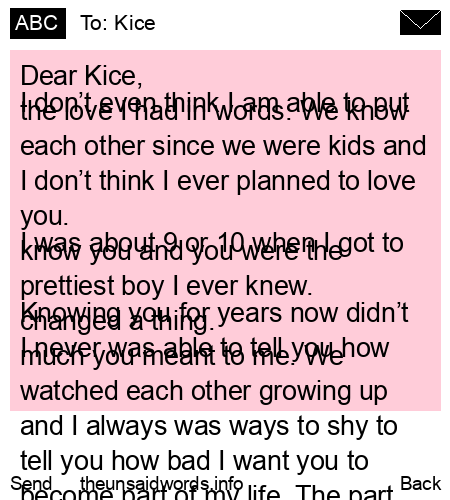 unsent message to Kice