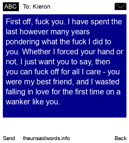 unsent message to Kieron
