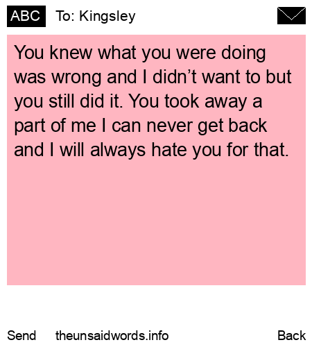 unsent message to Kingsley