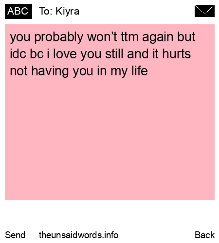 unsent message to Kiyra