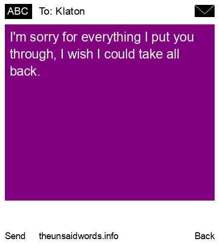 unsent message to Klaton