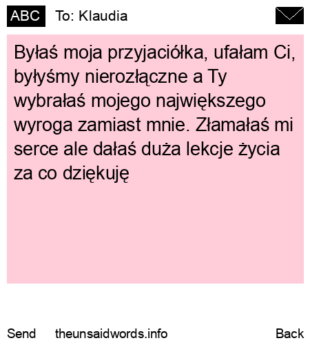 unsent message to Klaudia