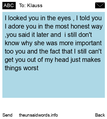 unsent message to Klauss