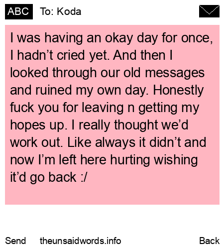 unsent message to Koda