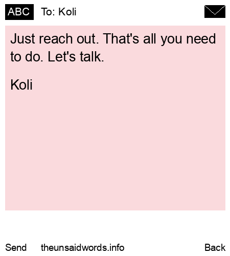 unsent message to Koli