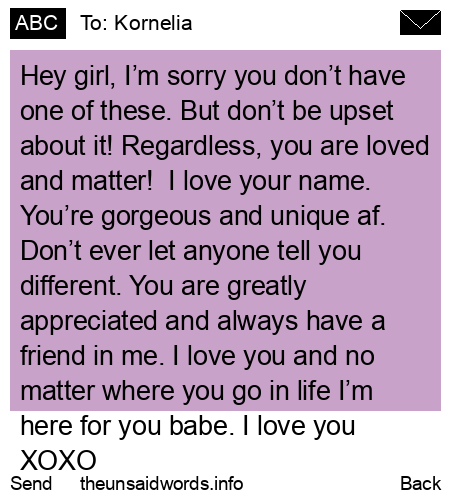 unsent message to Kornelia