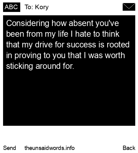 unsent message to Kory
