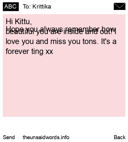 unsent message to Krittika