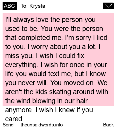 unsent message to Krysta