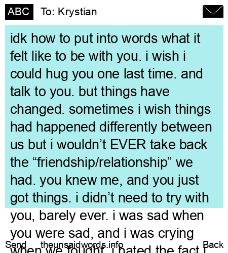 unsent message to Krystian