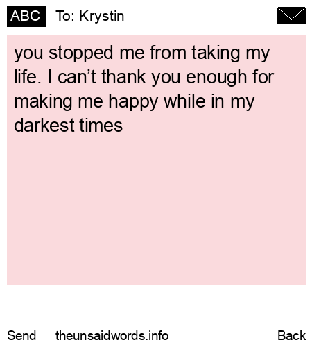 unsent message to Krystin