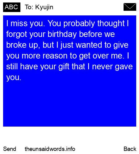 unsent message to Kyujin