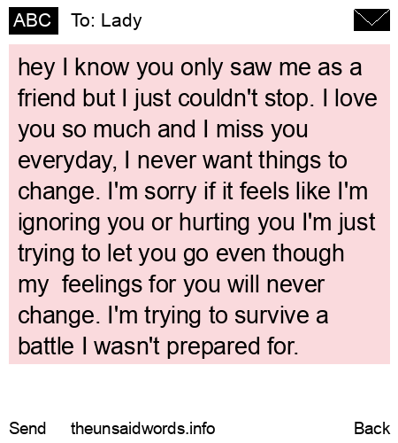 unsent message to Lady