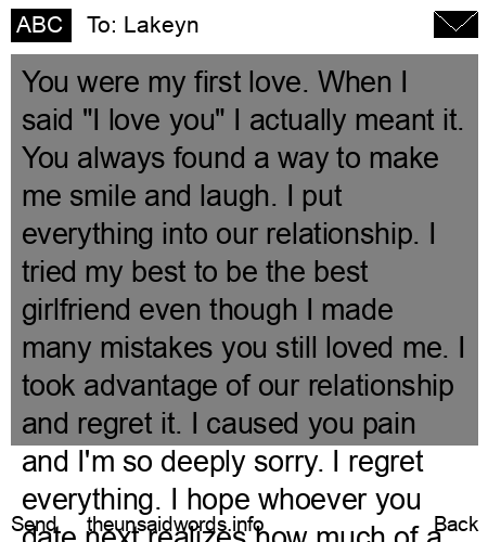 unsent message to Lakeyn