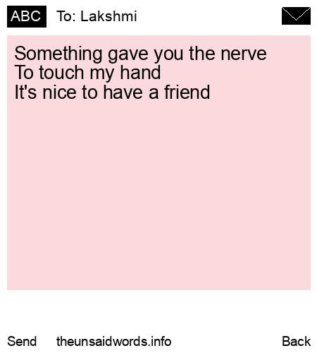 unsent message to Lakshmi