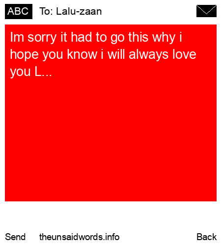 unsent message to Lalu-zaan 