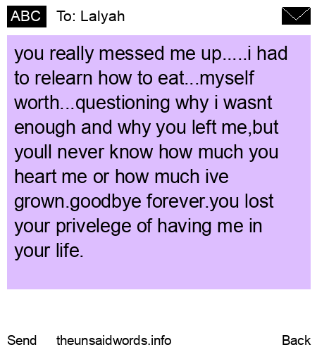 unsent message to Lalyah