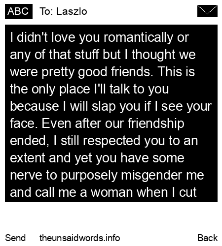 unsent message to Laszlo
