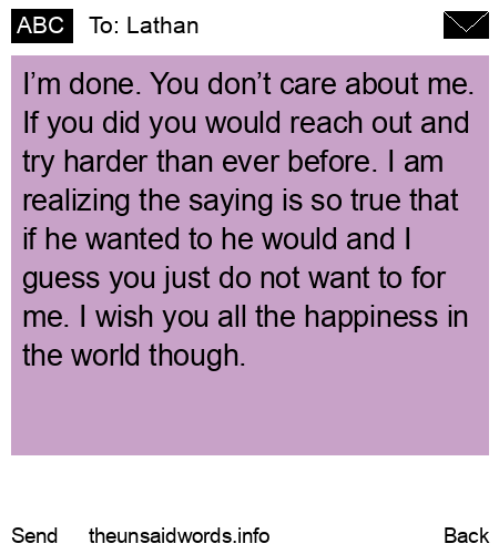 unsent message to Lathan