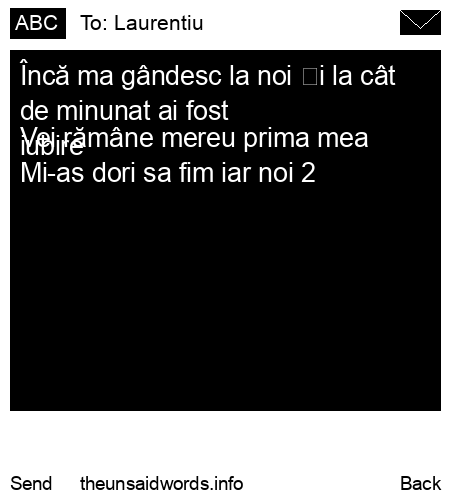 unsent message to Laurentiu