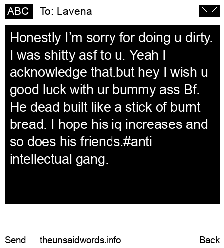 unsent message to Lavena