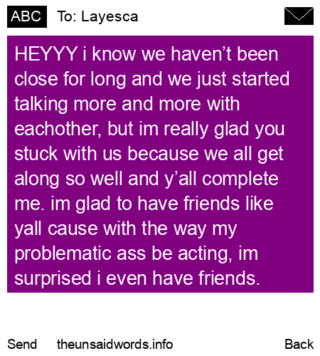 unsent message to Layesca