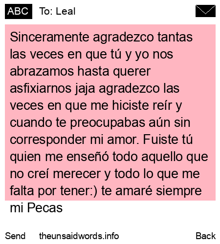unsent message to Leal
