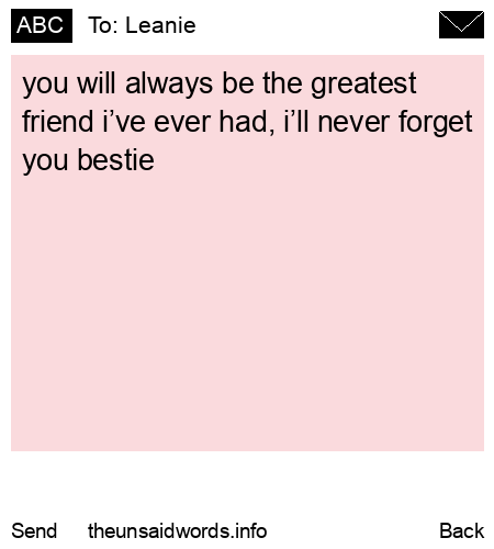 unsent message to Leanie