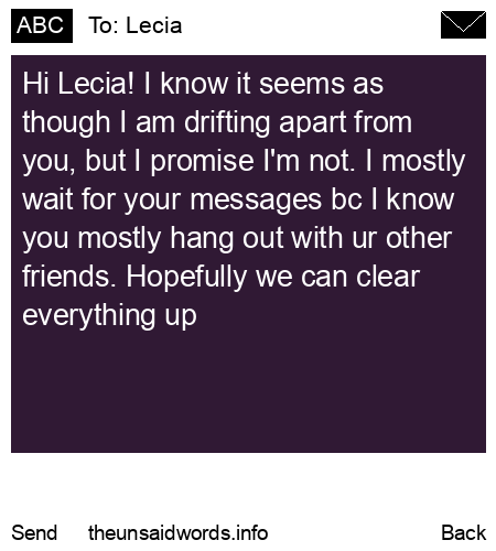 unsent message to Lecia