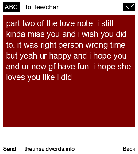 unsent message to lee/char