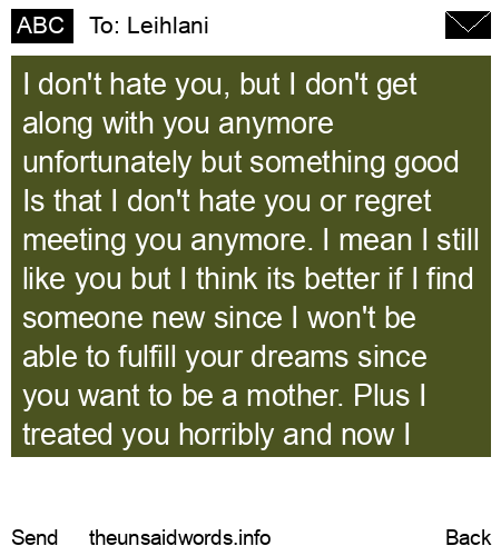 unsent message to Leihlani