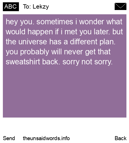 unsent message to Lekzy
